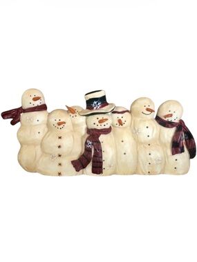 Vintage Rustic Snowman Family Figurine Winter Christmas Decor 6.5”